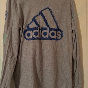 adidas Gray Long Sleeve Shirt with Blue Logo